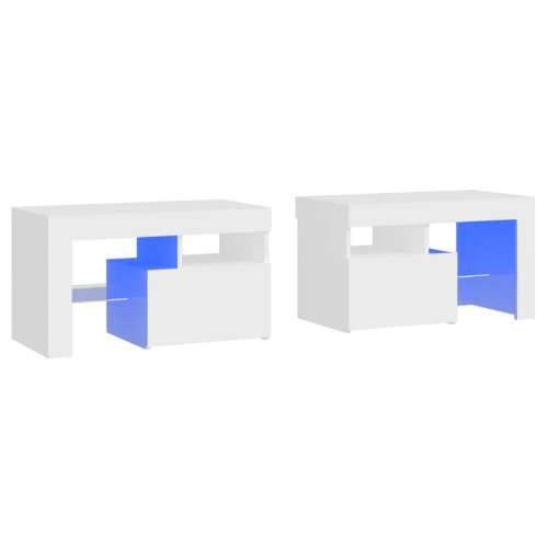 Noćni ormarići 2 kom s LED svjetlima bijeli 70 x 36,5 x 40 cm - Bijela 1 Cijena