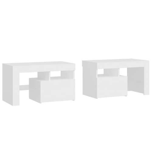 Noćni ormarići 2 kom s LED svjetlima bijeli 70 x 36,5 x 40 cm - Bijela 1 Cijena