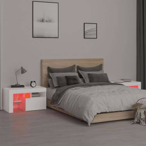 Noćni ormarići 2 kom s LED svjetlima bijeli 70 x 36,5 x 40 cm - Bijela 1 Cijena