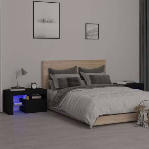 Noćni ormarići 2 kom s LED svjetlima crni 70 x 36,5 x 40 cm - Crna 1 Cijena