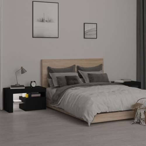Noćni ormarići 2 kom s LED svjetlima crni 70 x 36,5 x 40 cm - Crna 1 Cijena