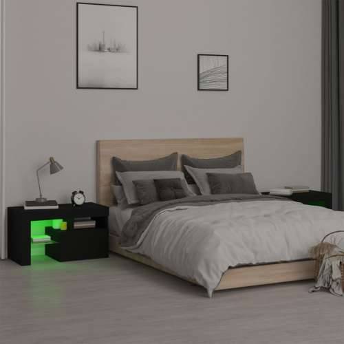 Noćni ormarići 2 kom s LED svjetlima crni 70 x 36,5 x 40 cm - Crna 1 Cijena
