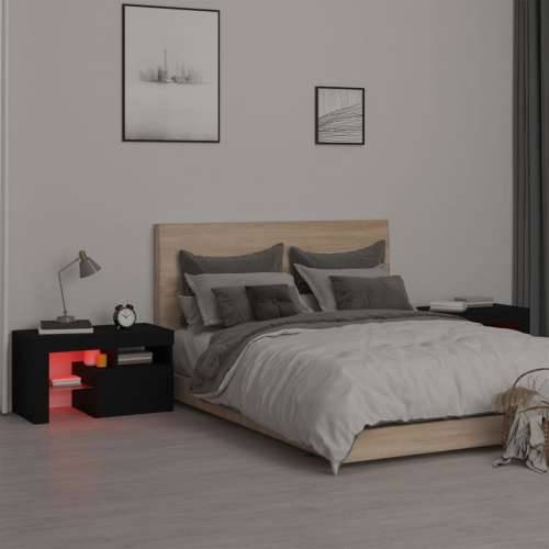Noćni ormarići 2 kom s LED svjetlima crni 70 x 36,5 x 40 cm - Crna 1 Cijena