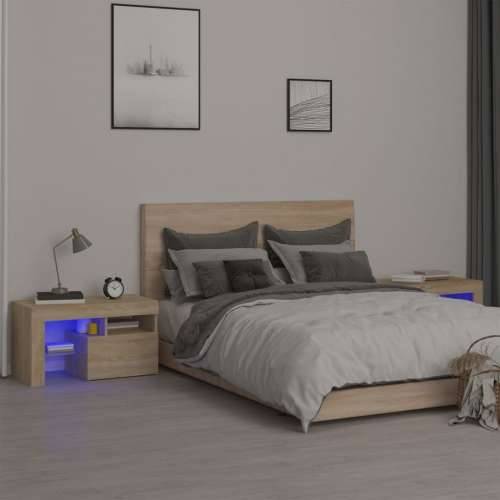 Noćni ormarići 2 kom s LED svjetlima boja hrasta 70x36,5x40 cm - sonoma hrast 1 Cijena