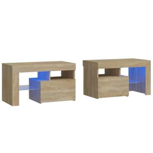Noćni ormarići 2 kom s LED svjetlima boja hrasta 70x36,5x40 cm - sonoma hrast 1 Cijena