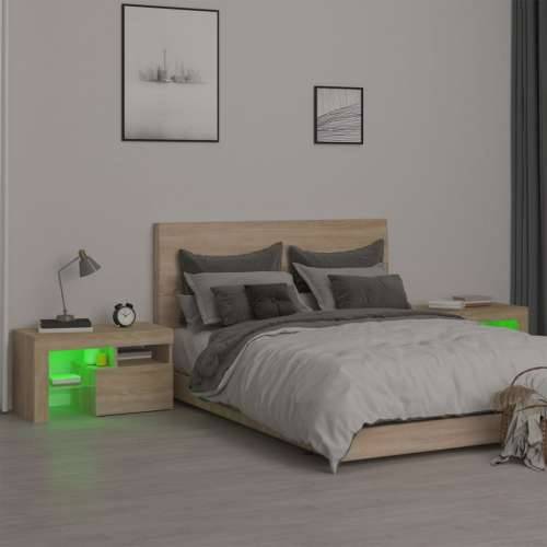 Noćni ormarići 2 kom s LED svjetlima boja hrasta 70x36,5x40 cm - sonoma hrast 1 Cijena