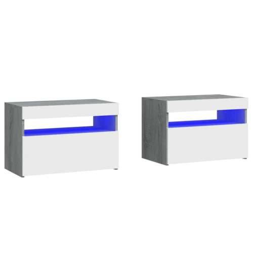 Noćni ormarići 2 kom s LED svjetlima sivog sonome 60x35x40 cm - Sivi hrast sonoma 2 Cijena