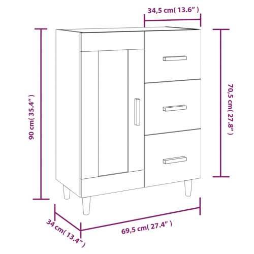 Komoda boja smeđeg hrasta 69,5 x 34 x 90 cm konstruirano drvo - Smeđi hrast 1 Cijena