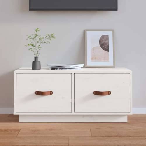 TV ormarić bijeli 80 x 34 x 35 cm od masivne borovine - Bijela 1 Cijena