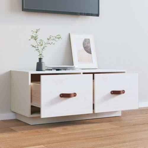 TV ormarić bijeli 80 x 34 x 35 cm od masivne borovine - Bijela 1 Cijena