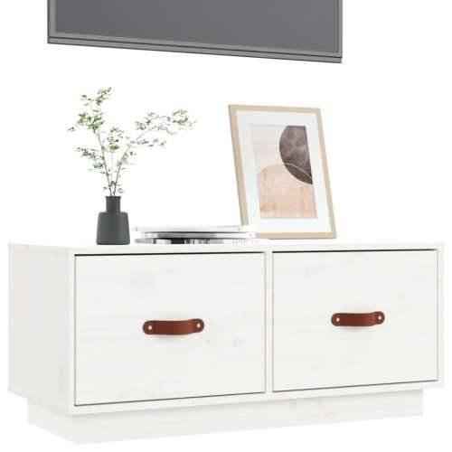 TV ormarić bijeli 80 x 34 x 35 cm od masivne borovine - Bijela 1 Cijena