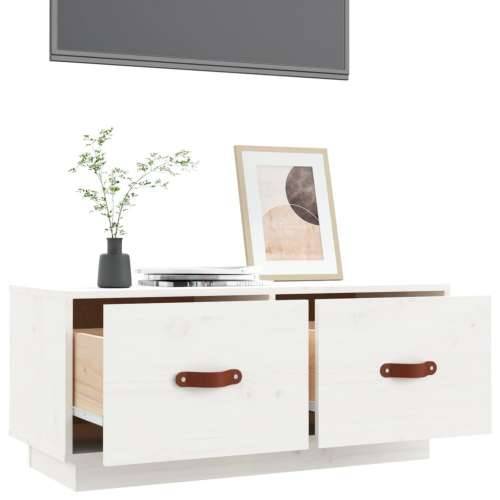 TV ormarić bijeli 80 x 34 x 35 cm od masivne borovine - Bijela 1 Cijena