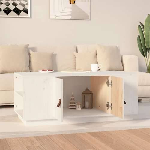 Stolić za kavu bijeli 100 x 50 x 41 cm od masivne borovine - Bijela 1 Cijena