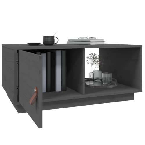 Stolić za kavu sivi 80 x 50 x 35,5 cm od masivne borovine - Siva 1 Cijena
