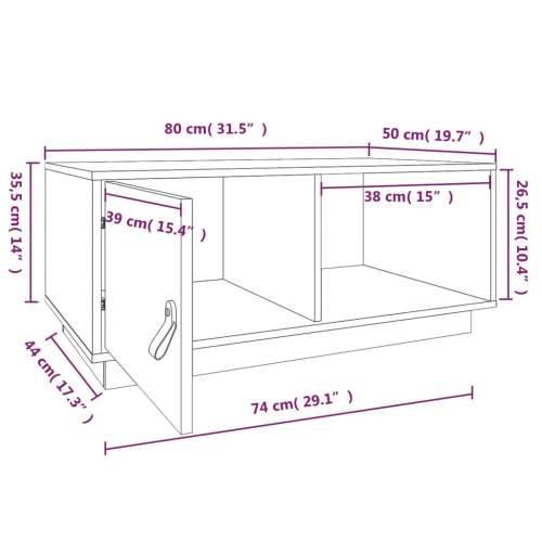 Stolić za kavu sivi 80 x 50 x 35,5 cm od masivne borovine - Siva 1 Cijena