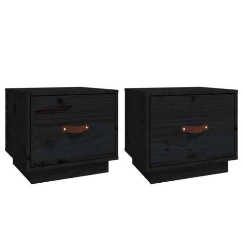Noćni ormarići 2 kom crni 40 x 34 x 35 cm od masivne borovine - Crna 2 Cijena