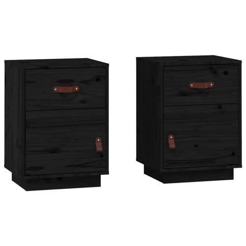 Noćni ormarići 2 kom crni 40 x 34 x 55 cm od masivne borovine - Crna 2 Cijena