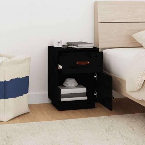 Noćni ormarići 2 kom crni 40 x 34 x 55 cm od masivne borovine - Crna 2 Cijena