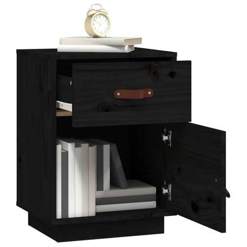 Noćni ormarići 2 kom crni 40 x 34 x 55 cm od masivne borovine - Crna 2 Cijena