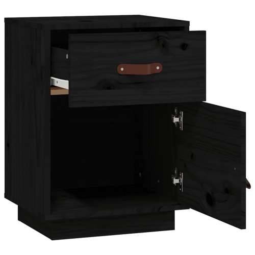 Noćni ormarići 2 kom crni 40 x 34 x 55 cm od masivne borovine - Crna 2 Cijena