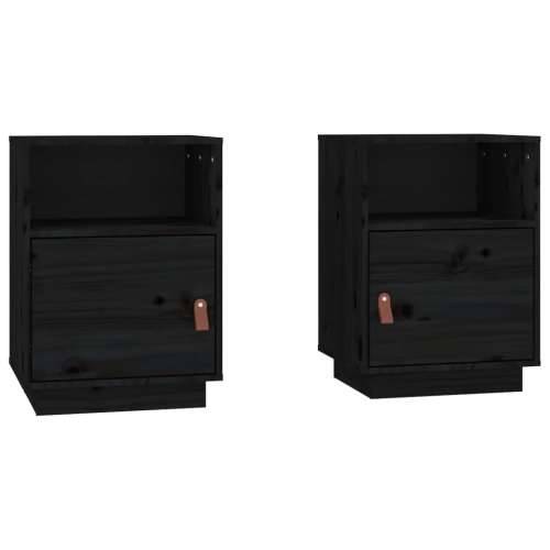 Noćni ormarići 2 kom crni 40 x 34 x 55 cm od masivne borovine - Crna 2 Cijena