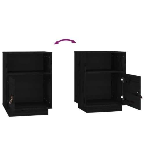 Noćni ormarići 2 kom crni 40 x 34 x 55 cm od masivne borovine - Crna 2 Cijena