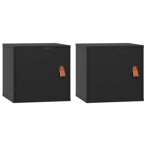 Zidni ormarići 2 kom crni 31,5 x 30 x 30 cm od masivne borovine - Crna 2 1 Cijena
