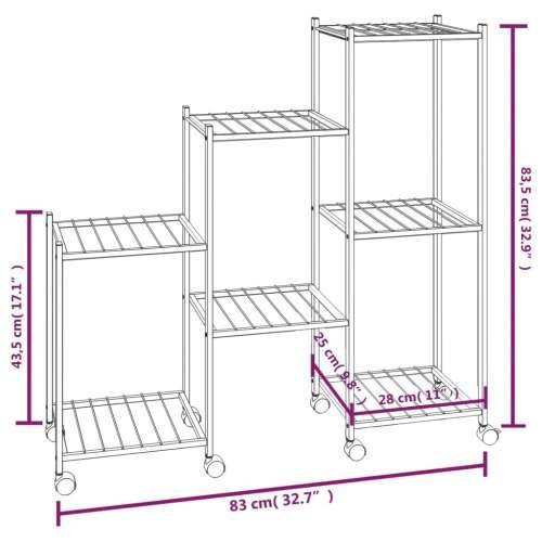 Stalak za cvijeće s kotačima 83 x 25 x 83,5 cm crni željezni - 1 S kotačem Cijena
