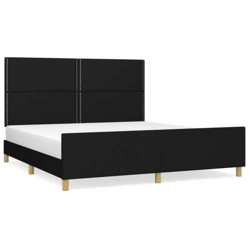 Okvir za krevet bez madraca crni 160x200 cm od tkanine - Crna 160 x 200 cm Obično s čavlima Cijena