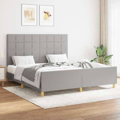 Okvir za krevet bez madraca svjetlosivi 160 x 200 cm od tkanine - Svjetlosiva 160 x 200 cm Blok s kvadratima Cijena
