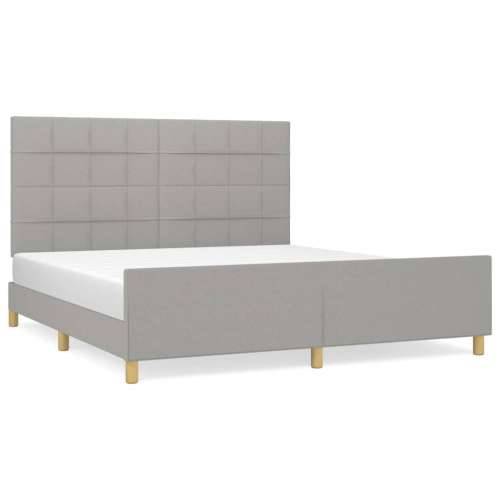 Okvir za krevet bez madraca svjetlosivi 160 x 200 cm od tkanine - Svjetlosiva 160 x 200 cm Blok s kvadratima Cijena