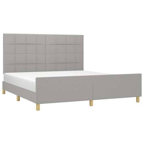 Okvir za krevet bez madraca svjetlosivi 160 x 200 cm od tkanine - Svjetlosiva 160 x 200 cm Blok s kvadratima Cijena