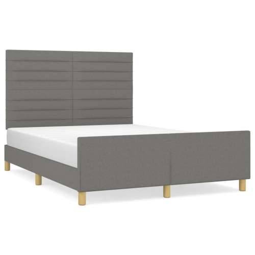 Okvir za krevet bez madraca tamnosivi 140 x 190 cm od tkanine - Tamno siva 140 x 190 cm vodoravne pruge Cijena