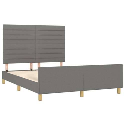 Okvir za krevet bez madraca tamnosivi 140 x 190 cm od tkanine - Tamno siva 140 x 190 cm vodoravne pruge Cijena