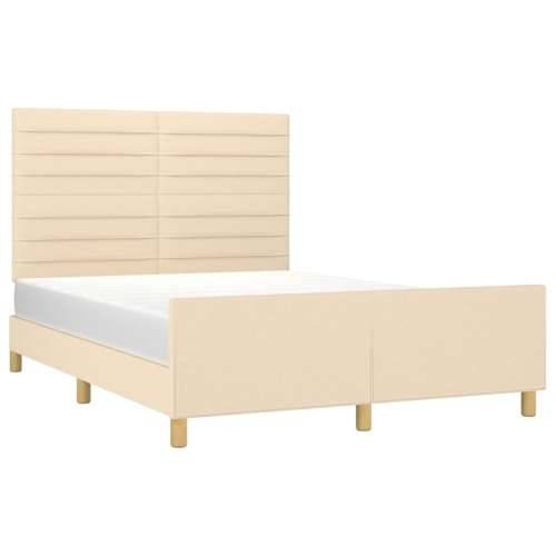 Okvir za krevet bez madraca krem 140 x 190 cm od tkanine - Krema 140 x 190 cm vodoravne pruge Cijena