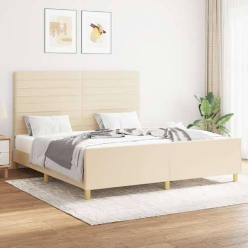 Okvir za krevet bez madraca krem 160x200 cm od tkanine - Krema 160 x 200 cm vodoravne pruge Cijena