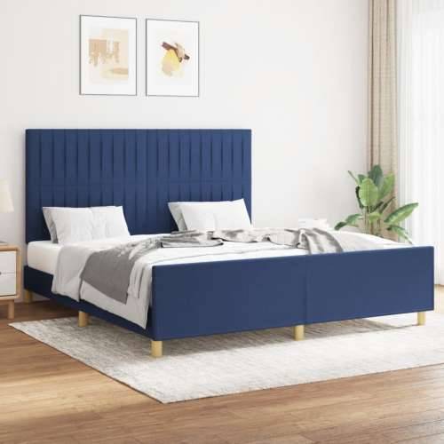 Okvir za krevet bez madraca plavi 160x200 cm od tkanine - Plava 160 x 200 cm Okomite pruge Cijena