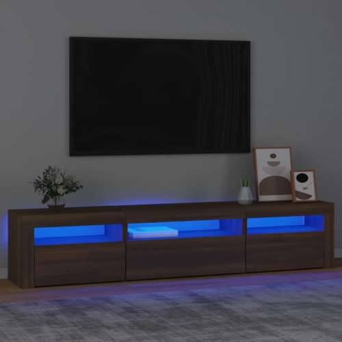 TV ormarić s LED svjetlima boja smeđeg hrasta 195x35x40 cm - Smeđi hrast 1 195 cm Cijena