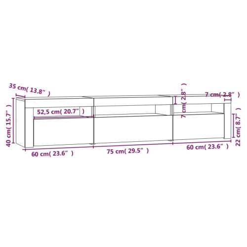 TV ormarić s LED svjetlima boja smeđeg hrasta 195x35x40 cm - Smeđi hrast 1 195 cm Cijena