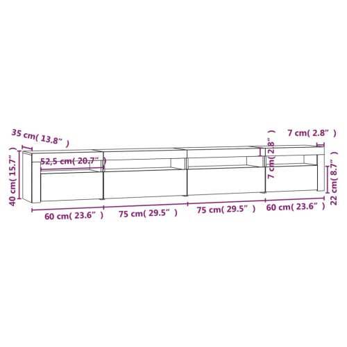 TV ormarić s LED svjetlima siva boja betona 270 x 35 x 40 cm - Beton siva 1 270 cm Cijena