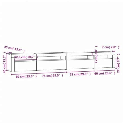 TV ormarić s LED svjetlima boja dimljenog hrasta 270x35x40 cm - Dimljeni hrast 1 270 cm Cijena