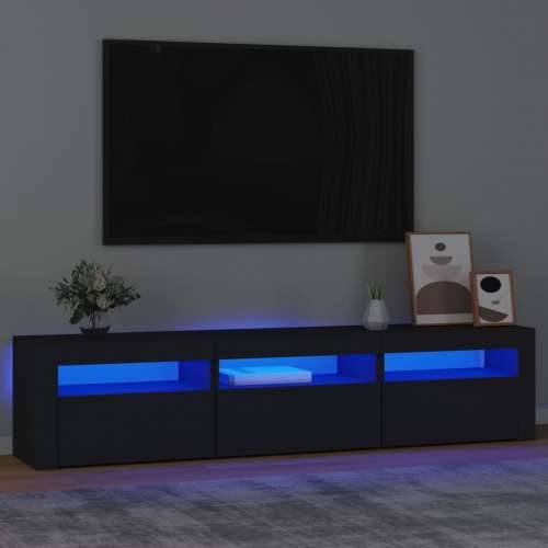 TV ormarić s LED svjetlima crni 180 x 35 x 40 cm - Crna 1 180 cm Cijena