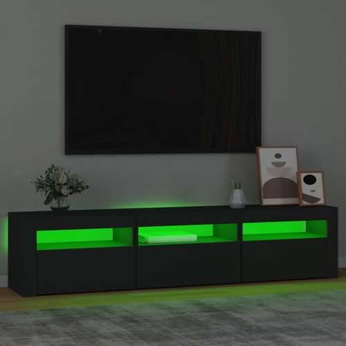TV ormarić s LED svjetlima crni 180 x 35 x 40 cm - Crna 1 180 cm Cijena