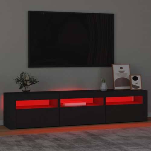 TV ormarić s LED svjetlima crni 180 x 35 x 40 cm - Crna 1 180 cm Cijena