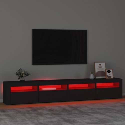 TV ormarić s LED svjetlima crni 240 x 35 x 40 cm - Crna 1 240 cm Cijena