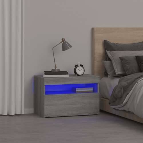 Noćni ormarić s LED svjetlima boja hrasta sonome 60x35x40 cm - Sivi hrast sonoma 1 Cijena