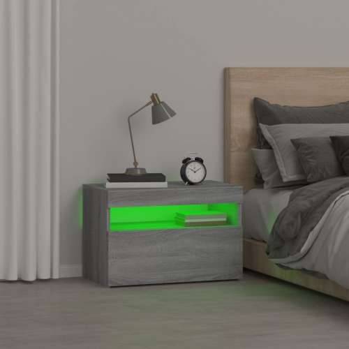 Noćni ormarić s LED svjetlima boja hrasta sonome 60x35x40 cm - Sivi hrast sonoma 1 Cijena