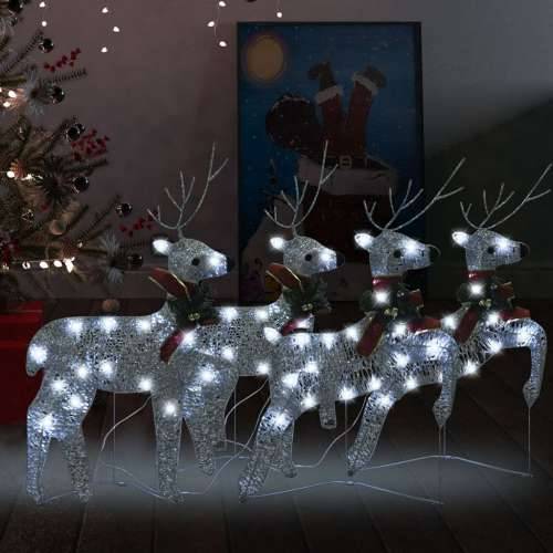 Božićni sobovi 4 kom srebrni 80 LED žarulja Cijena