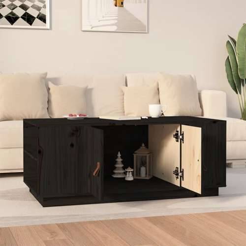 Stolić za kavu crni 100 x 50 x 41 cm od masivne borovine - Crna 1 Cijena
