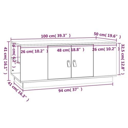 Stolić za kavu crni 100 x 50 x 41 cm od masivne borovine - Crna 1 Cijena
